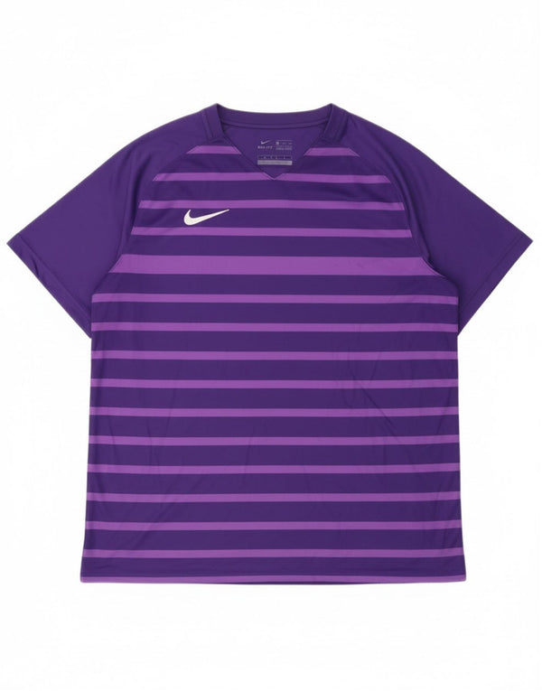 Nike Camiseta Dri Fit para hombre Top 2XL Poliéster a rayas moradas