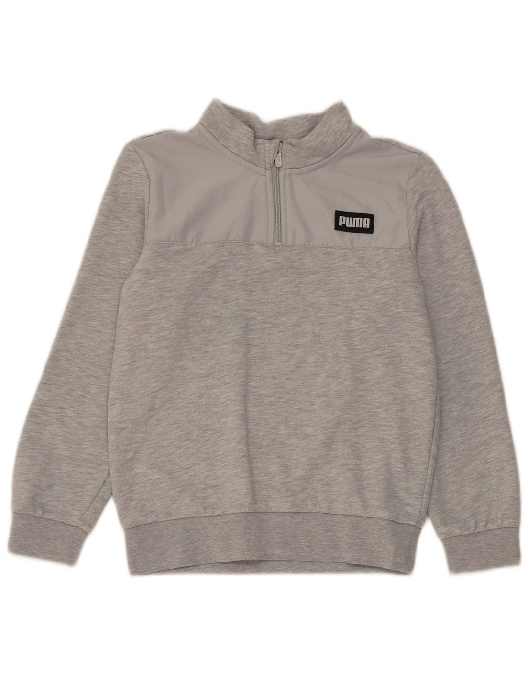 Puma Sudadera con cuello y cremallera para niños de 11 a 12 años, color gris moteado