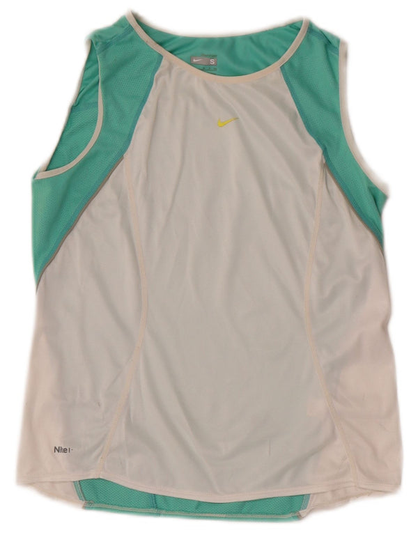 Nike Top corto sin mangas para mujer UK 8 Small Blanco Colorblock