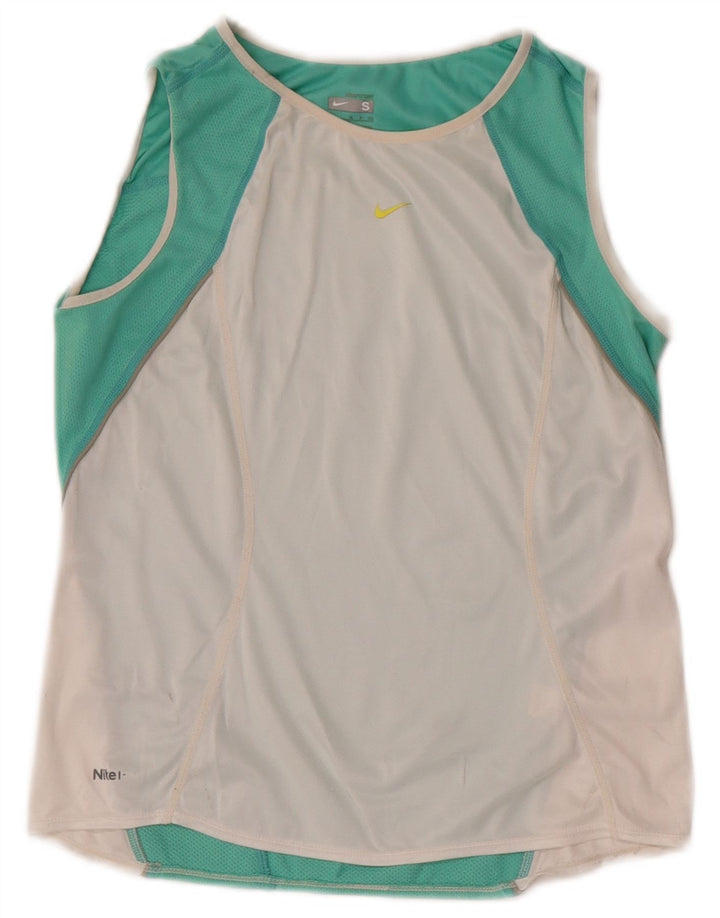 Nike Top corto sin mangas para mujer UK 8 Small Blanco Colorblock