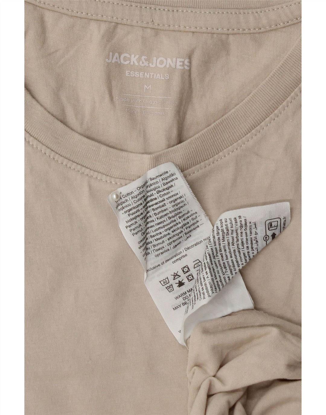 JACK & JONES Hombre Camiseta Top Medium Beige Algodón