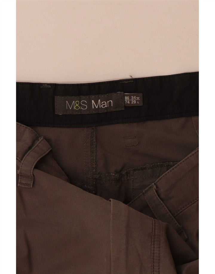 Marks & Spencer Pantalones tipo joggers cargo para hombre W34 L29 Algodón gris