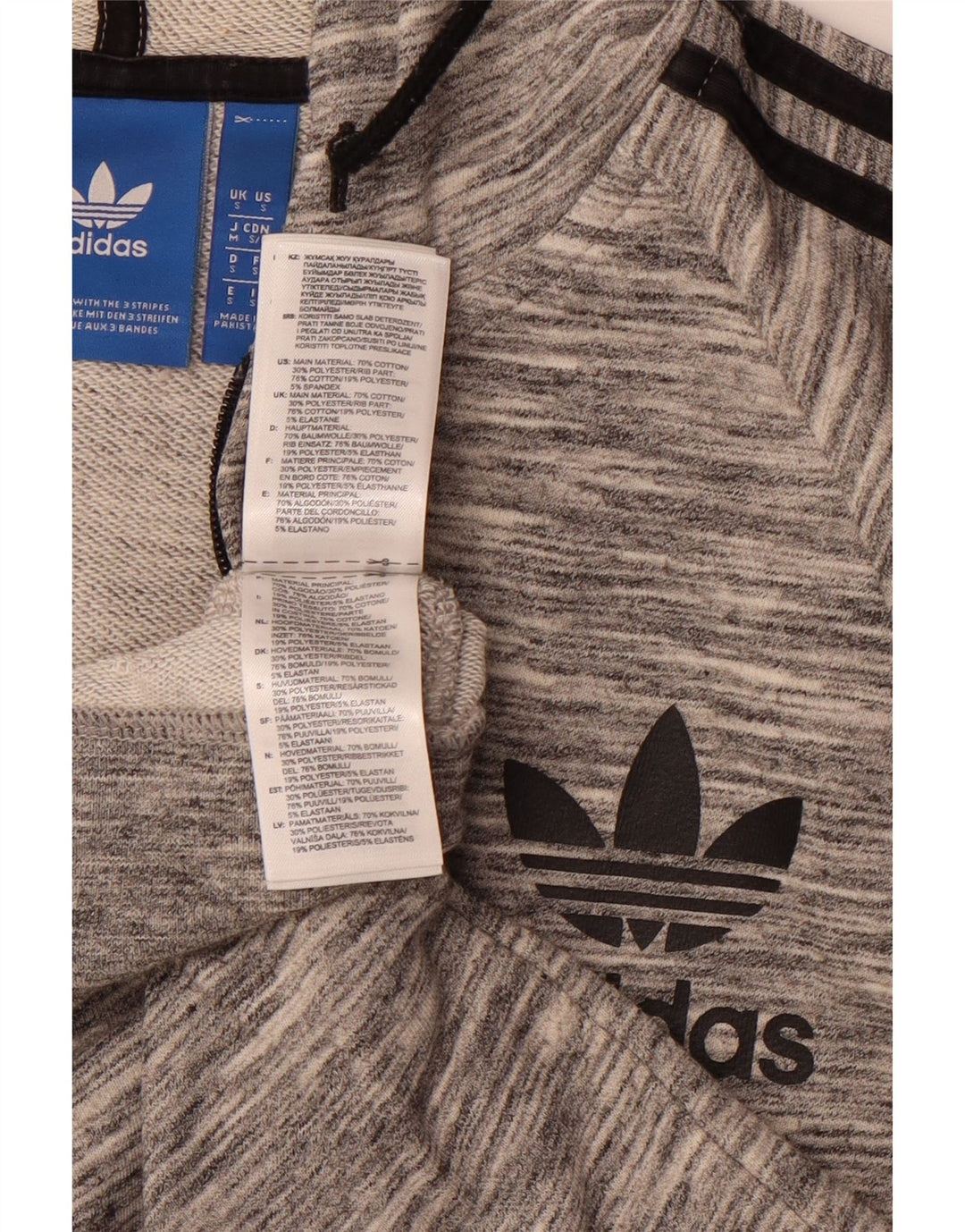 ADIDAS Suéter con capucha y cremallera para hombre Pequeño Algodón moteado gris