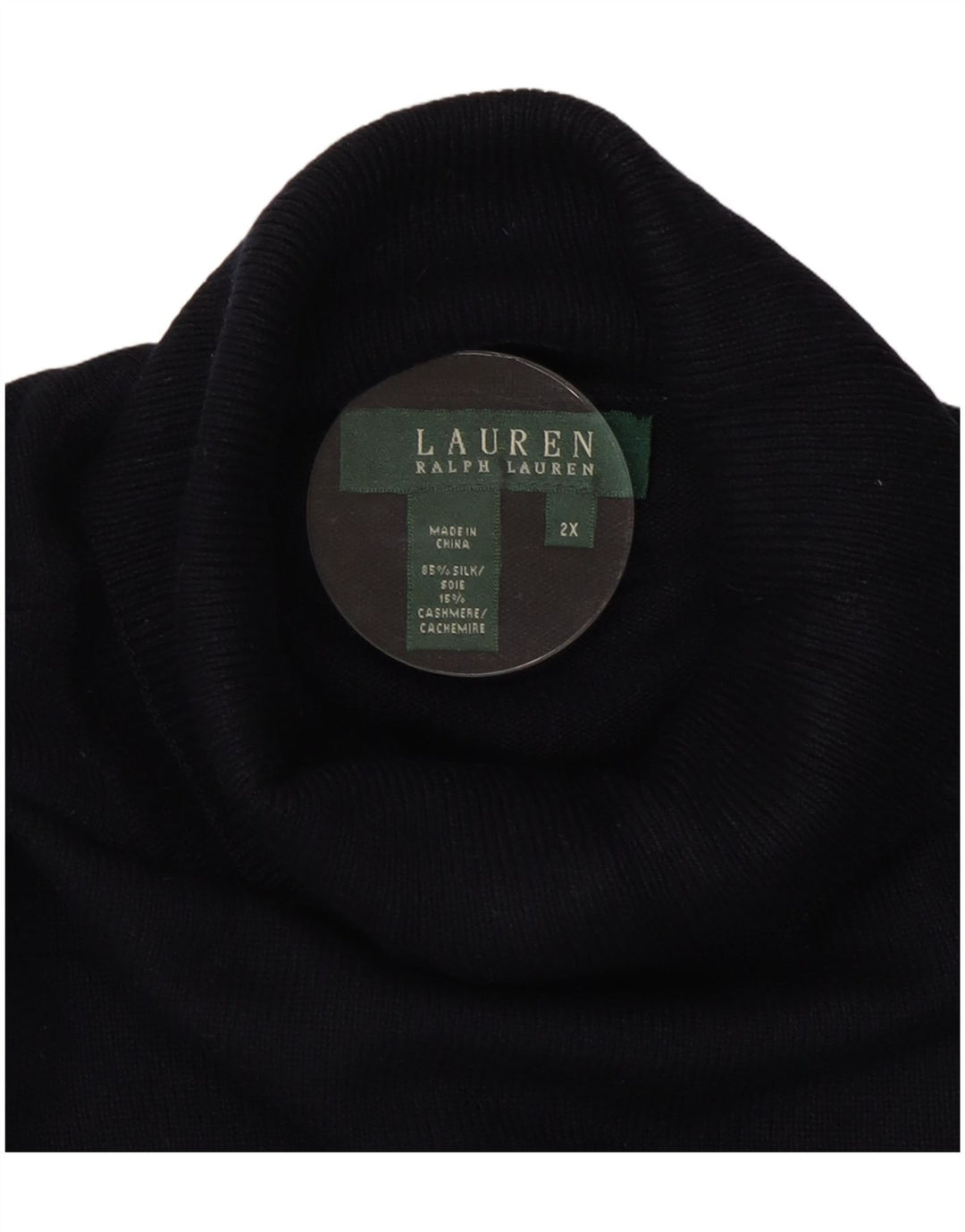 RALPH LAUREN Jersey con cuello vuelto para mujer UK 20 2XL Seda azul marino