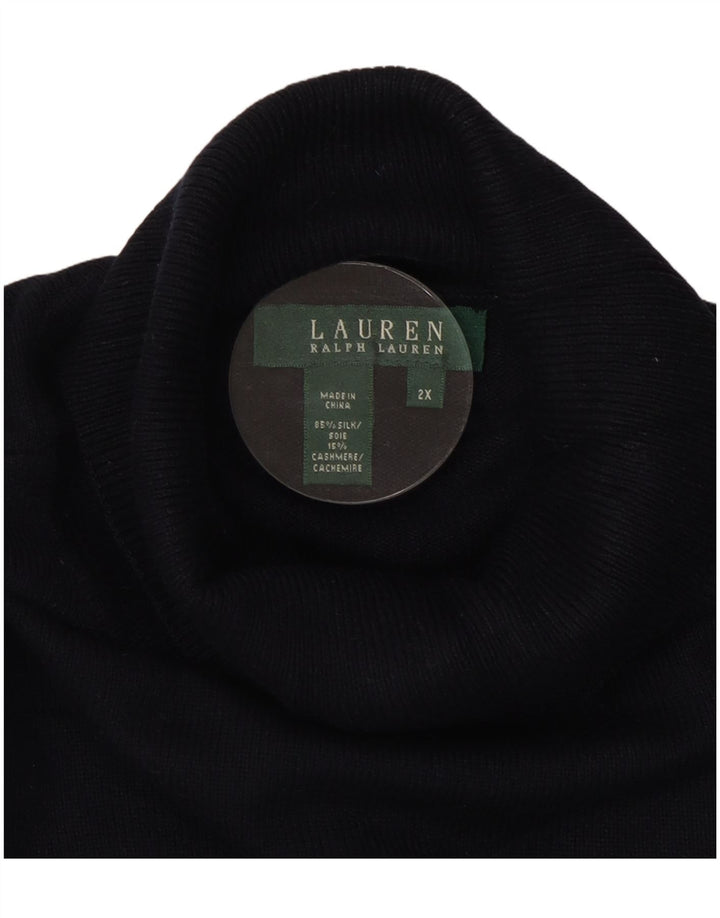 RALPH LAUREN Jersey con cuello vuelto para mujer UK 20 2XL Seda azul marino