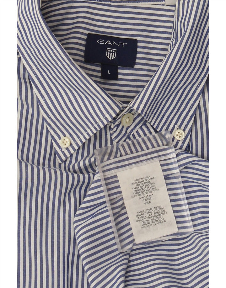 Camisa Gant Regular Fit De Algodón Con Rayas Azules Grandes |