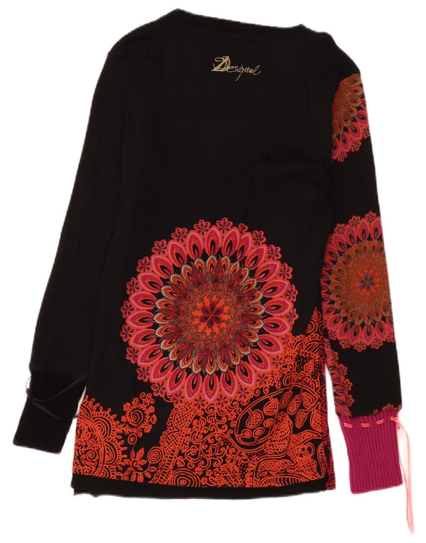 Desigual Top gráfico para mujer de manga larga UK 14 Large Black Paisley Cotton