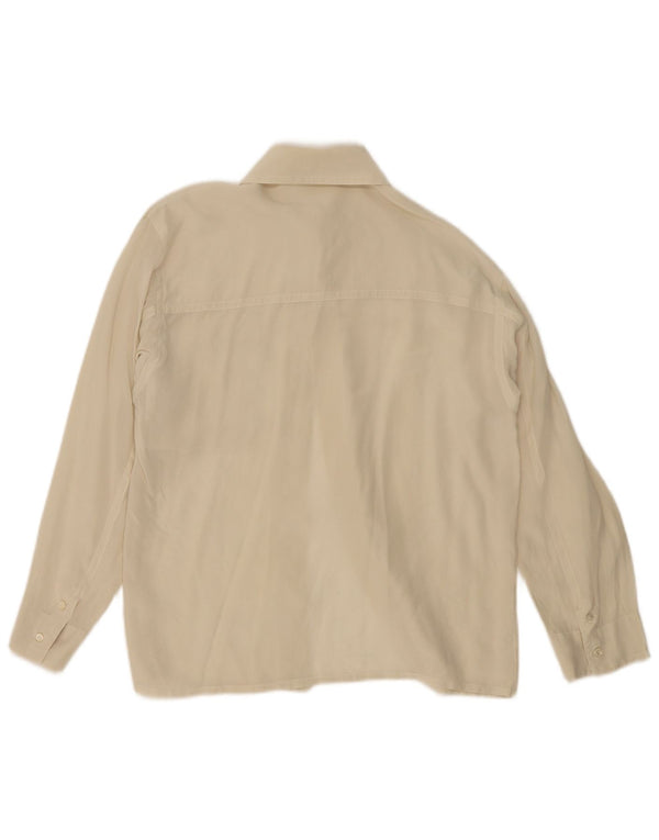 Vintage mujer camisa blusa Reino Unido 12 Medio Beige