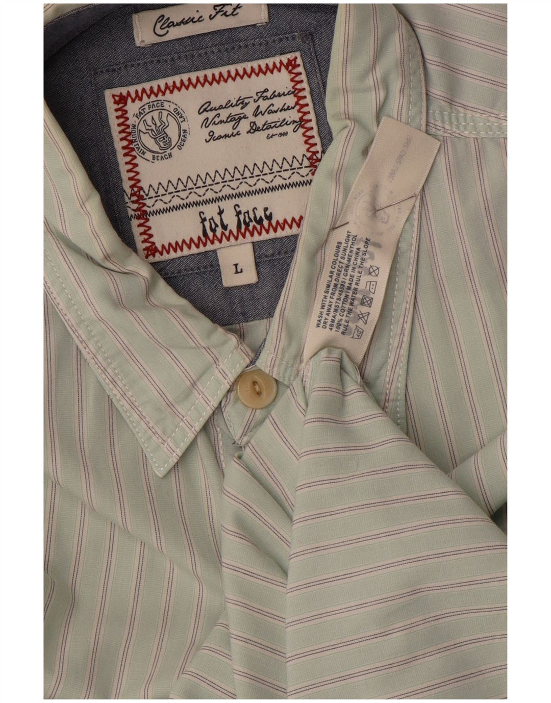 Camisa de corte clásico para hombre de Fat Face de algodón a rayas verdes grandes