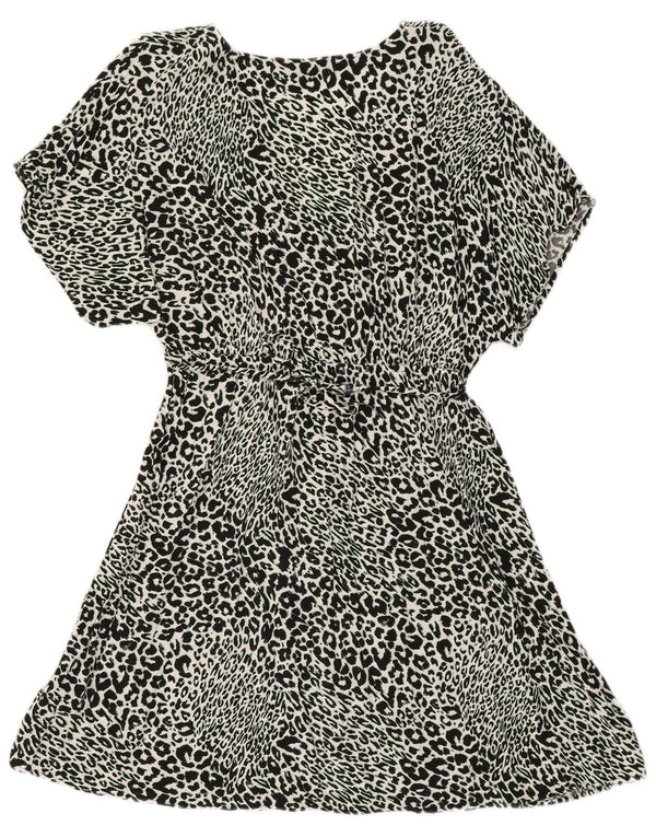 Marks & Spencer Vestido acampanado para mujer UK 44 Viscosa con estampado animal negro mediano