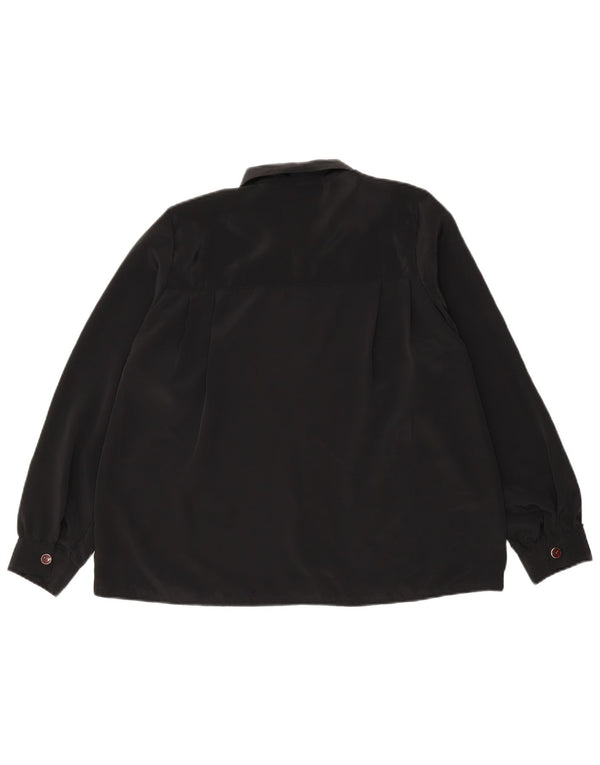 Vintage mujer camisa blusa Reino Unido 14 grande negro