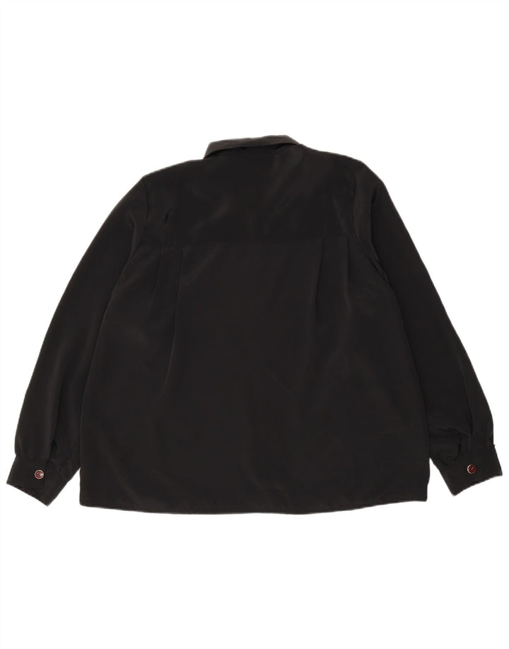 Vintage mujer camisa blusa Reino Unido 14 grande negro