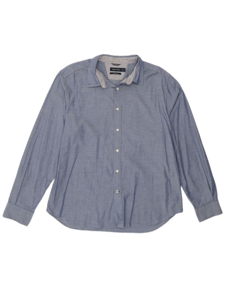 NAUTICA Mens Classic Fit Shirt XL Blue Cotton