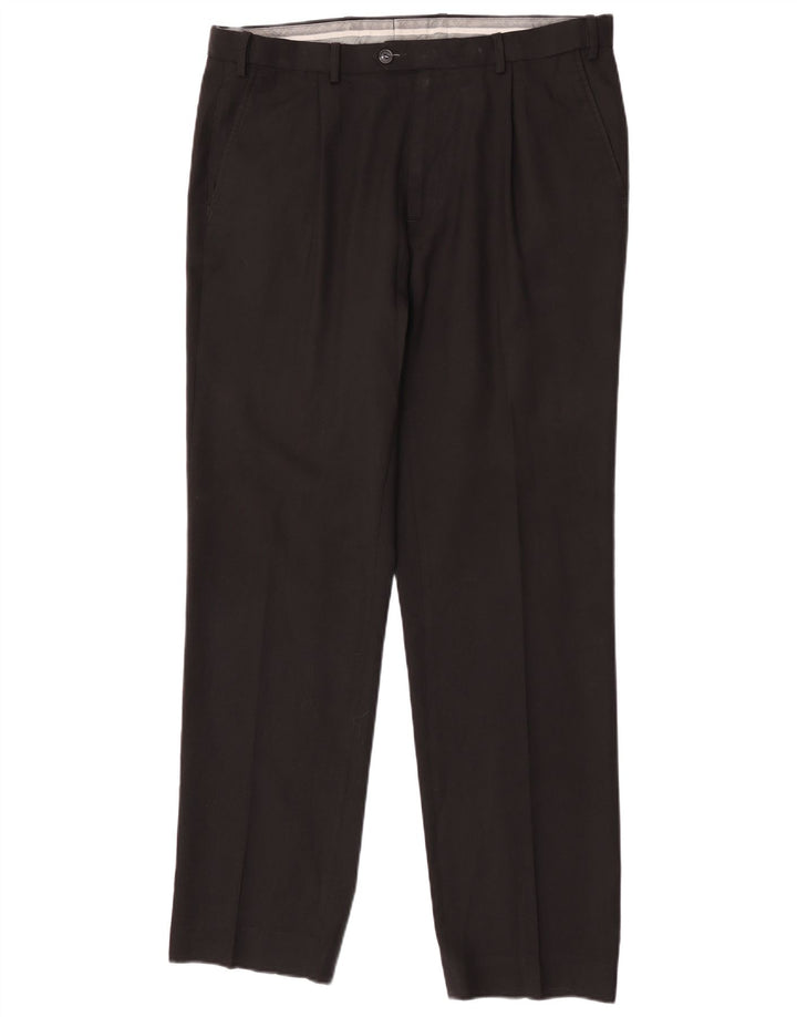 Marks & Spencer Pantalón de traje de corte regular para hombre W36 L33 Lana negra