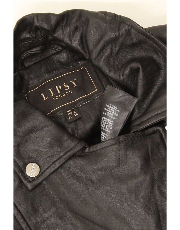 Chaqueta motera de piel sintética para mujer Lipsy UK 8 Small Poliéster negro