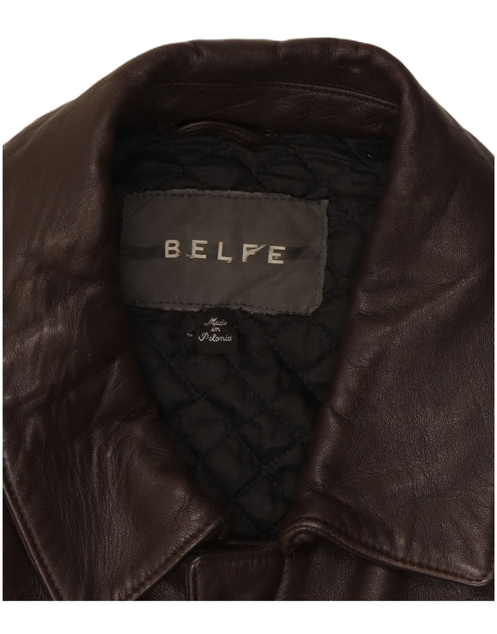Belfe & Belfe Chaqueta de cuero para hombre UK 38 Cuero marrón medio