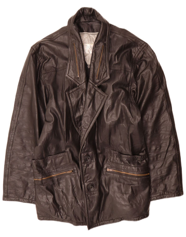 Vintage Mens Leather Jacket IT 50 Large Black