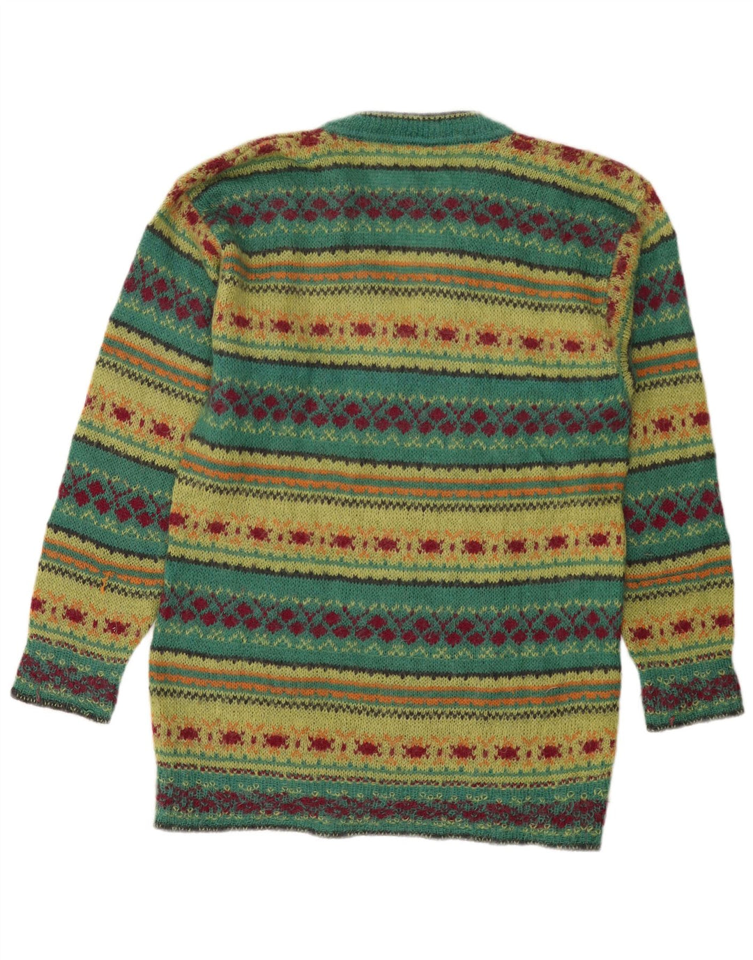 PIU VERONA Suéter con cuello en V para mujer UK 14 Medium Green Fair Isle