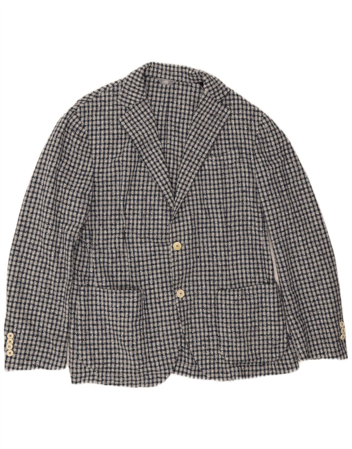 Fradi Chaqueta tipo blazer de 2 botones para hombre IT 54 2XL Algodón a cuadros azul marino
