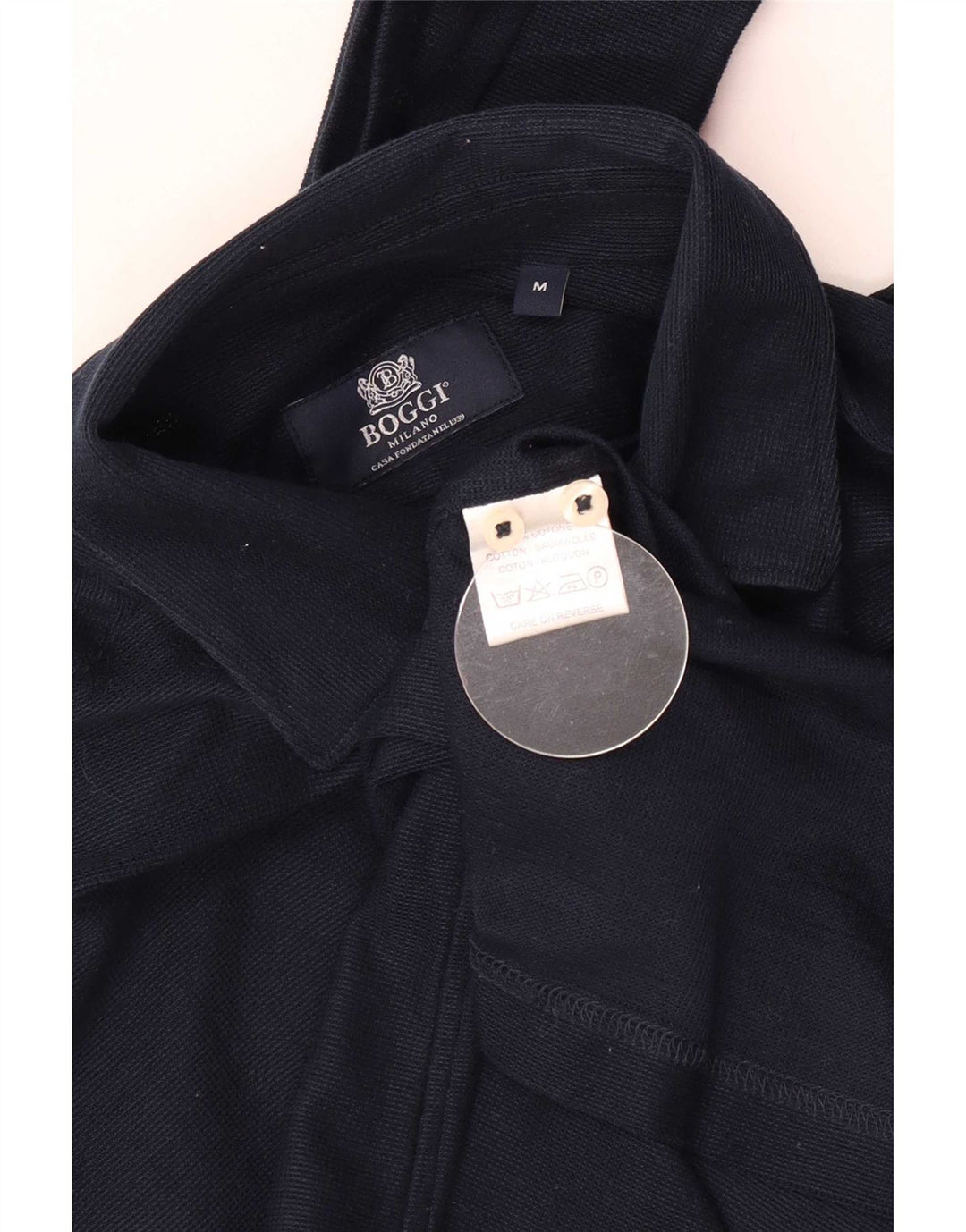 Boggi Hombre Jersey Camisa Medium Azul Marino Algodón