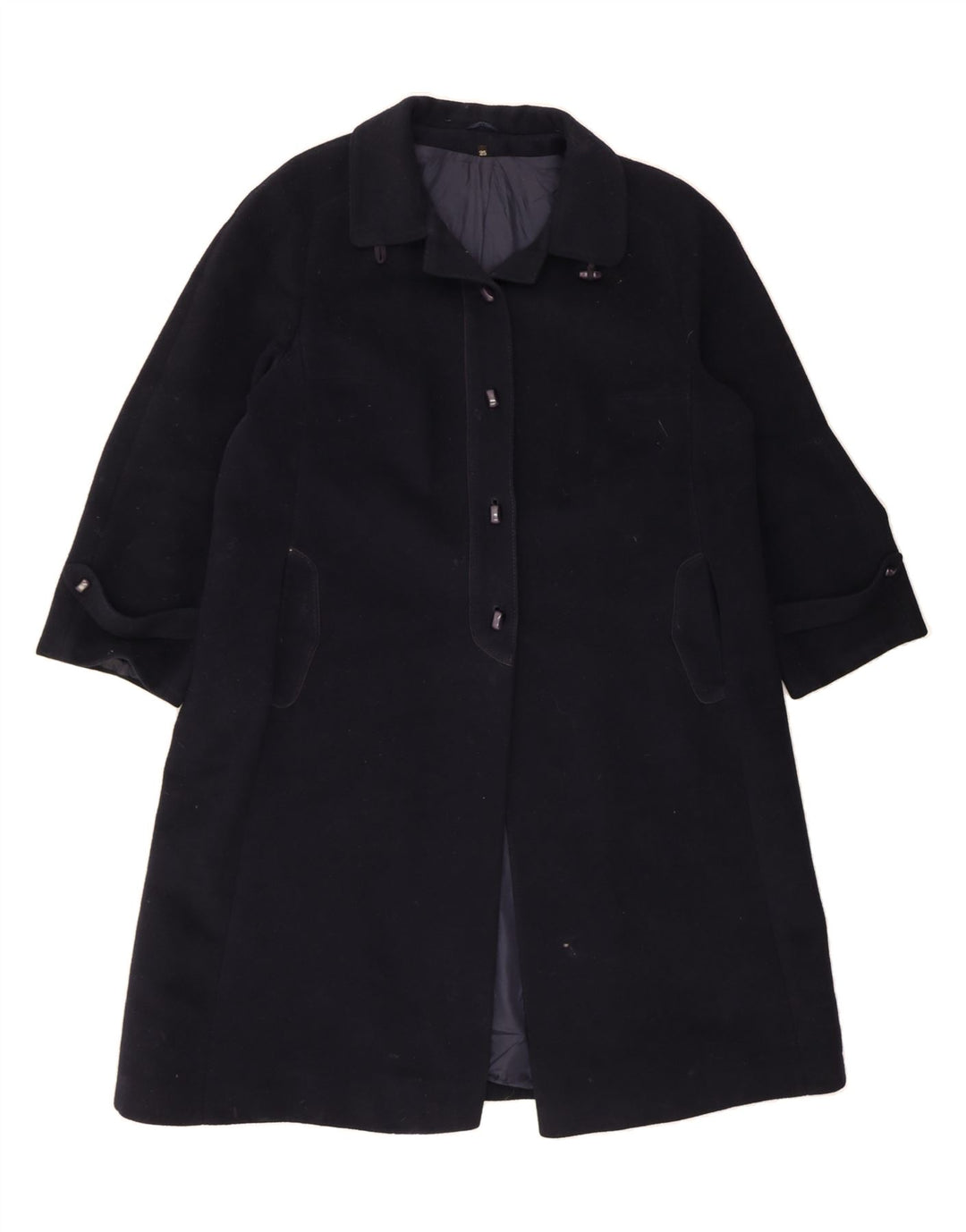 VINTAGE Womens Overcoat UK 22 3XL Navy Blue New Wool Vintage Vintage and Second-Hand Vintage from Messina Hembry 