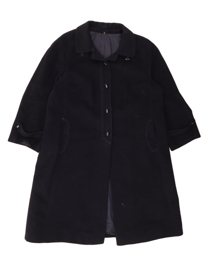 VINTAGE Womens Overcoat UK 22 3XL Navy Blue New Wool Vintage Vintage and Second-Hand Vintage from Messina Hembry 