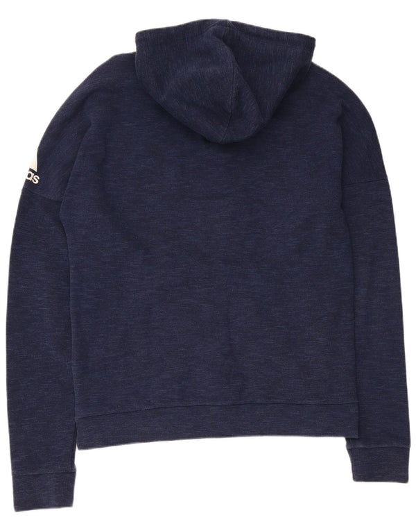 Adidas Hombre Zip Sudadera Con Capucha Suéter Medio Azul Marino Algodón