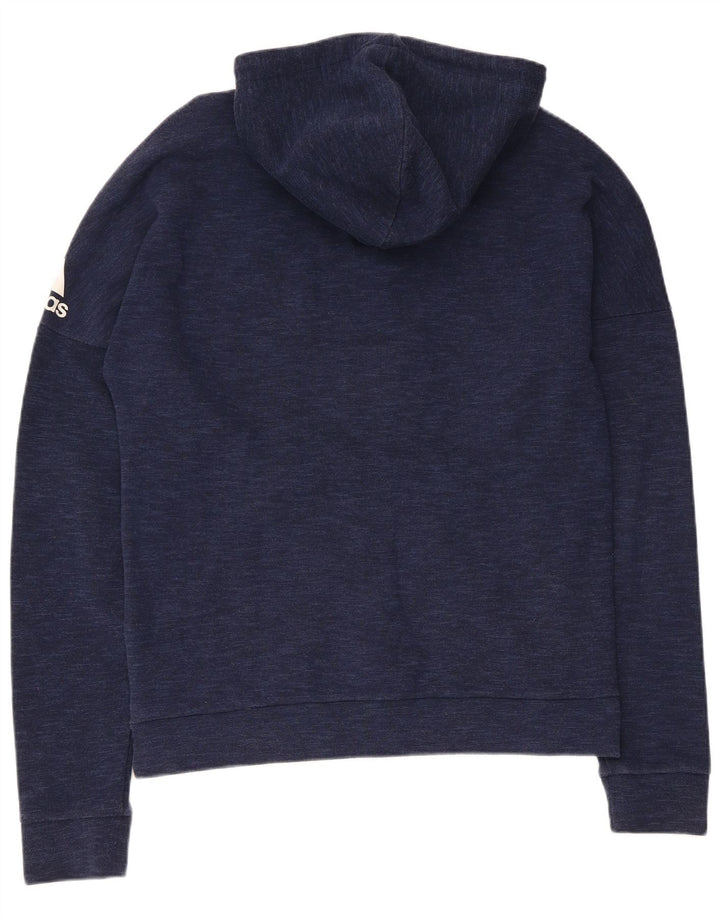 Adidas Hombre Zip Sudadera Con Capucha Suéter Medio Azul Marino Algodón
