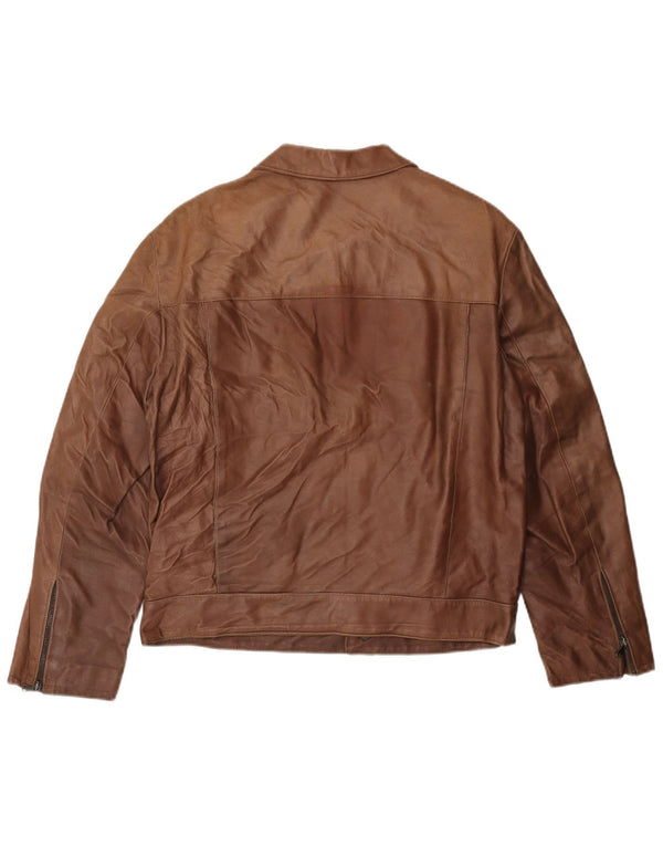 MASTERPELLE Chaqueta Bomber de Cuero para Hombre UK 40 Grande Cuero Marrón