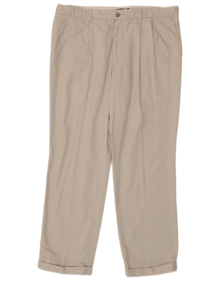 DOCKERS Pantalón chino con pinzas para hombre W38 L32 Algodón blanco roto