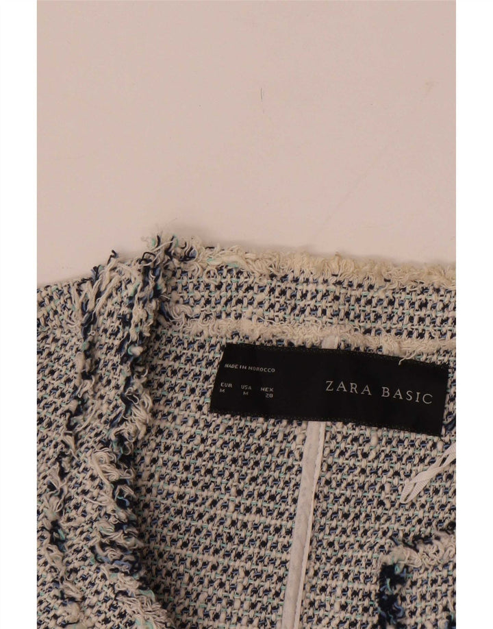Zara Mujer Blazer Chaqueta Reino Unido 12 Algodón Gris Medio