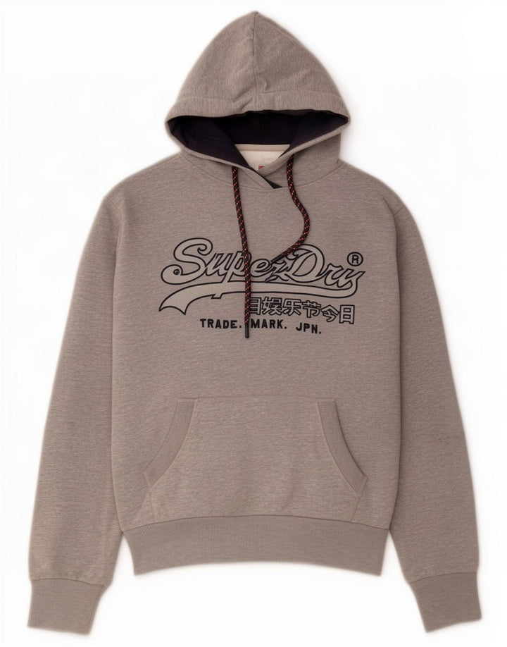 Superdry Jersey con capucha gráfica de algodón gris medio para hombre