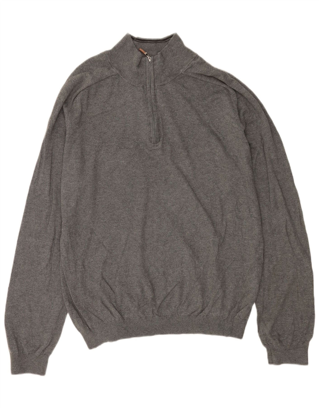 EDDIE BAUER Suéter tipo jersey con cuello y cremallera para hombre, algodón gris grande
