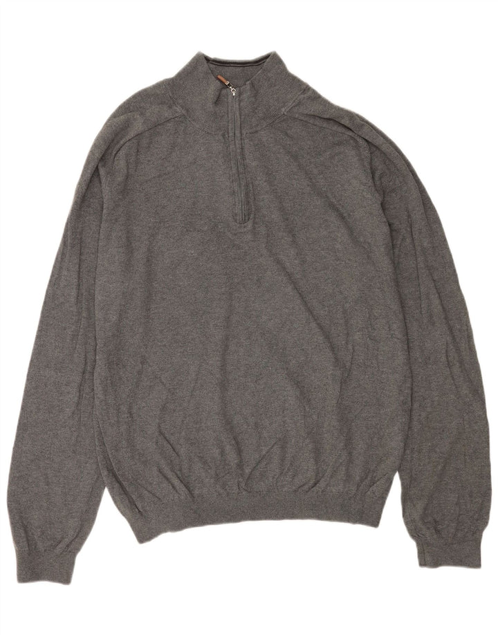 EDDIE BAUER Suéter tipo jersey con cuello y cremallera para hombre, algodón gris grande