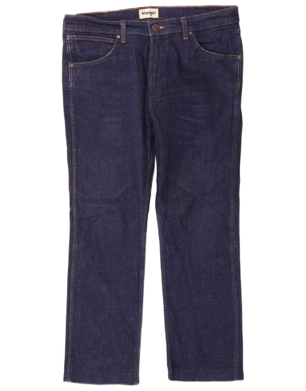 Wrangler Mens Greensboro Regular Fit Straight Jeans W36 L28 Navy Blue