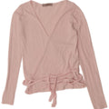 Zara Mujer Blusa Cruzada De Manga Larga Top UK 42 Viscosa Rosa Mediana