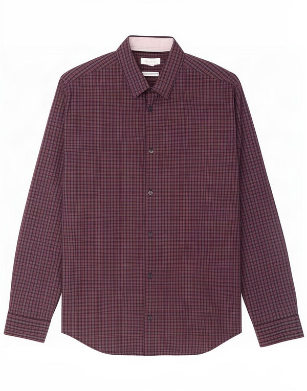 Camisa Calvin Klein Hombre Algodón A Cuadros Gris Medio