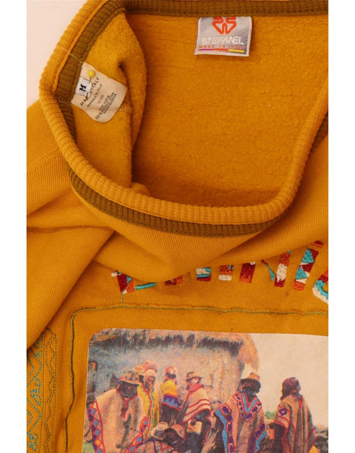 Stefanel Sudadera extragrande con gráfico para mujer, talla 44, color amarillo mediano