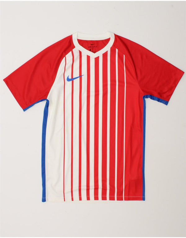 Camiseta Nike Dri Fit para hombre Top pequeño de poliéster a rayas rojas