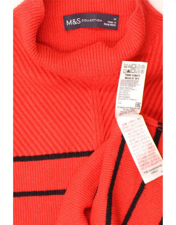 Marks & Spencer Jersey con Cuello Alto para Mujer UK 40 Mediano Rayas Rojas