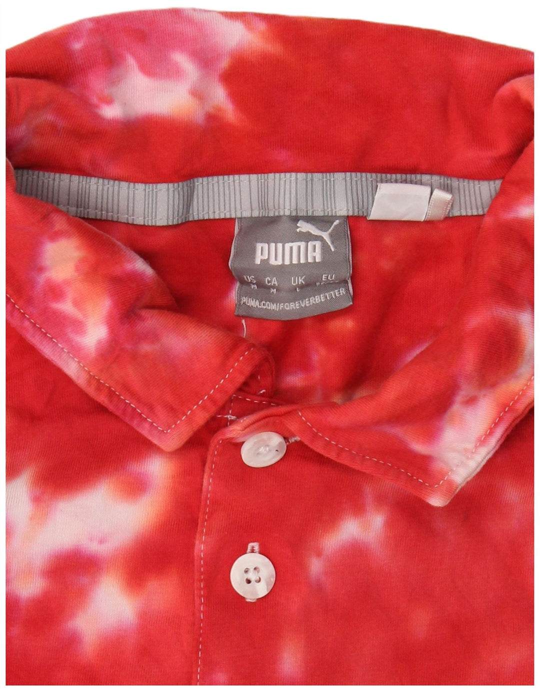 PUMA Polo para hombre grande rojo teñido anudado