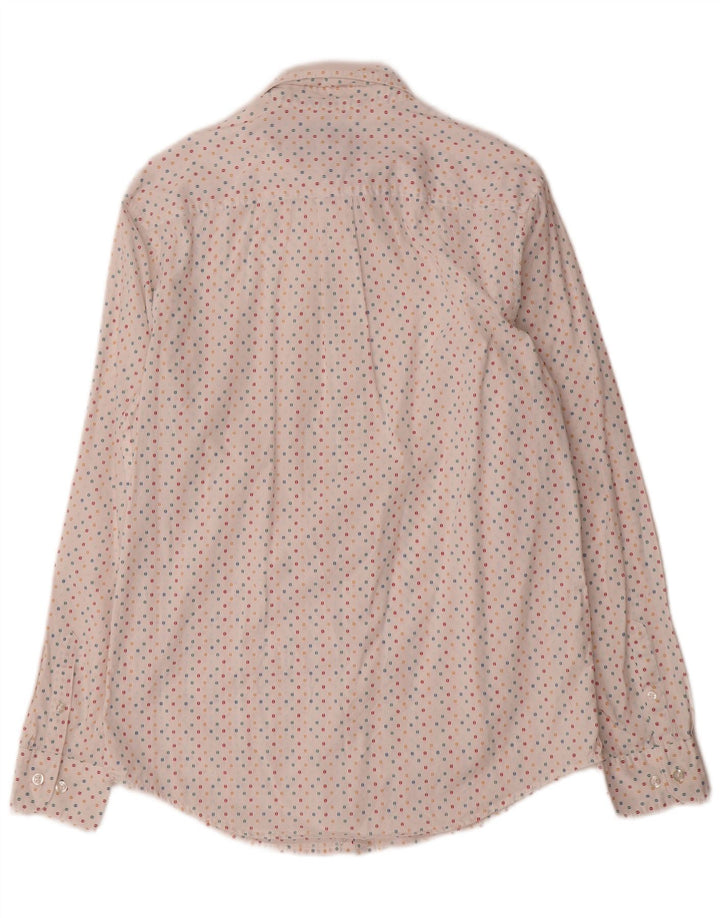 Camisa Penguin Hombre Small Algodón Moteado Blanco