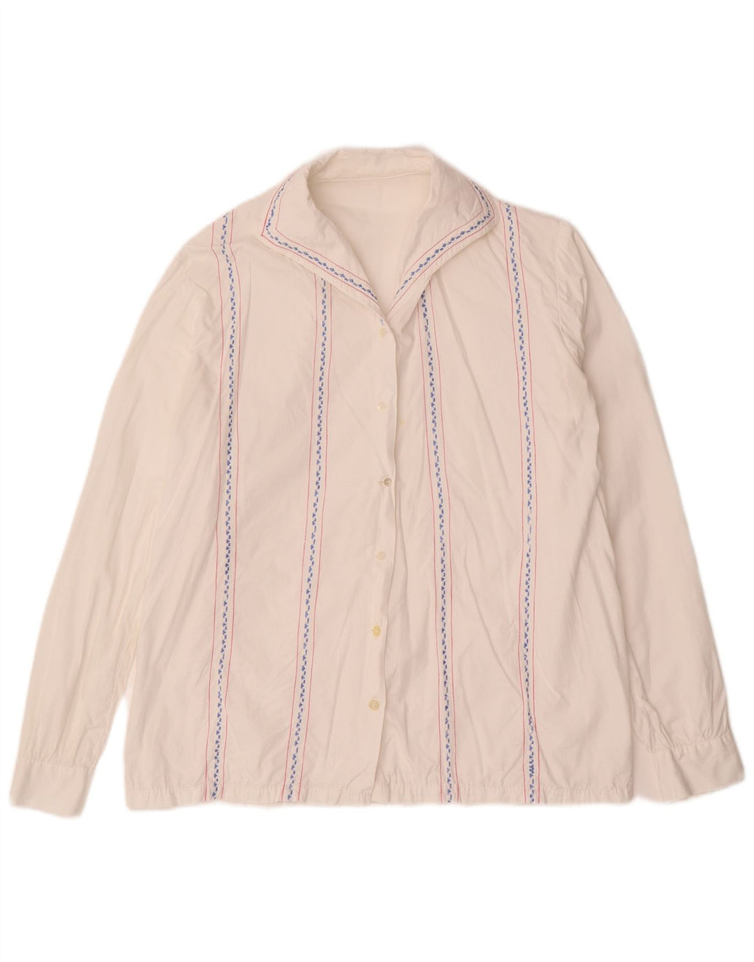 VINTAGE Blusa camisa mujer Reino Unido 16 Rayas blancas grandes