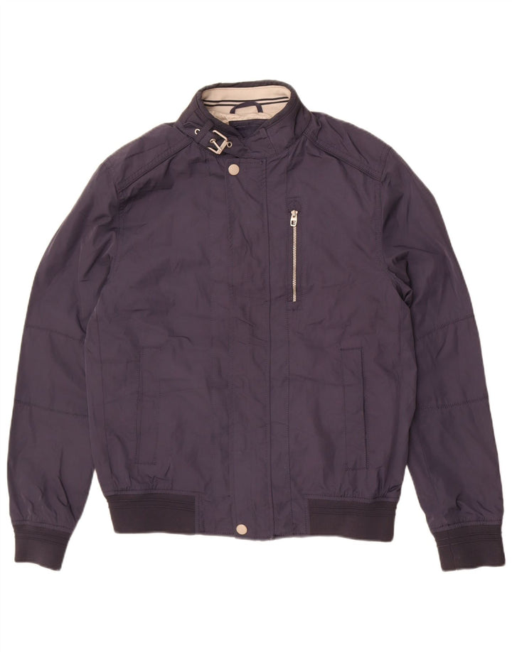 Zara Chaqueta Bomber para Hombre UK 40 Grande Poliéster Azul Marino