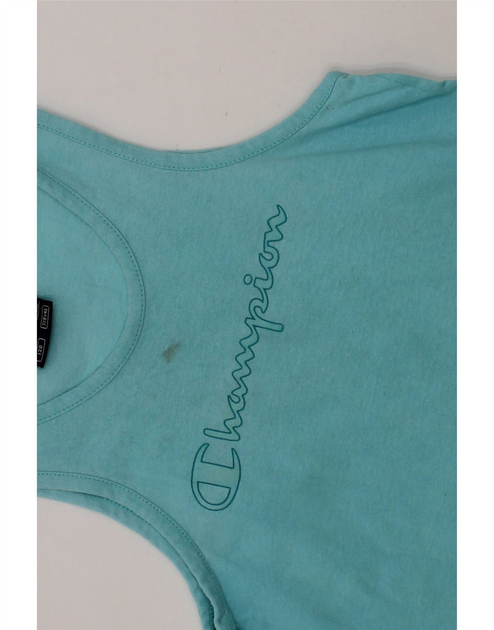 CHAMPION Boys Graphic Vest Top 7-8 Years Blue Cotton Vintage Champion and Second-Hand Champion from Messina Hembry 