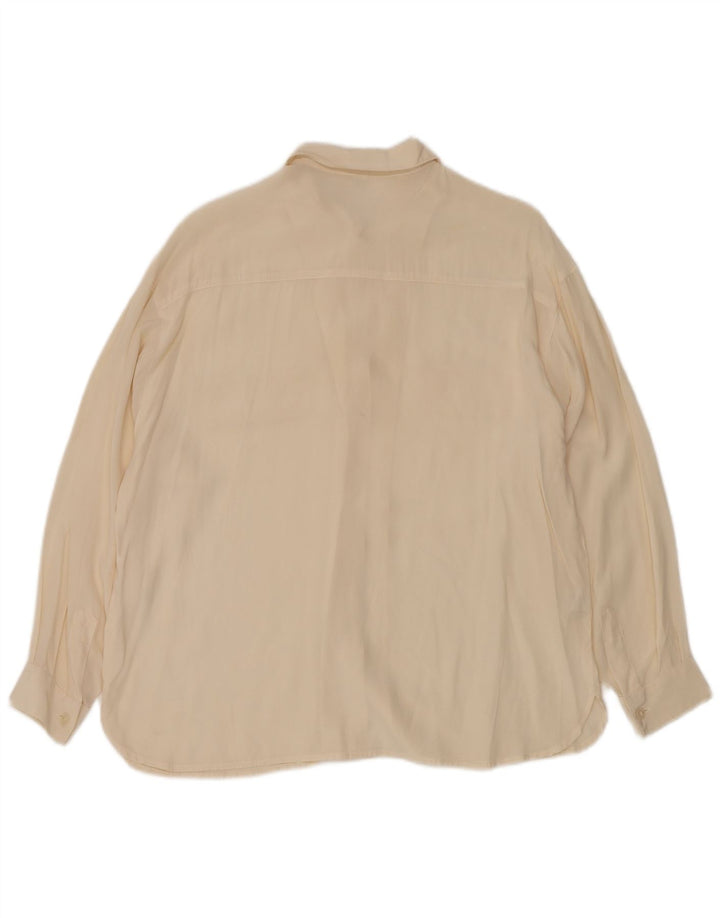 VINTAGE Camisa de Mujer Reino Unido 12 Medio Blanco Apagado