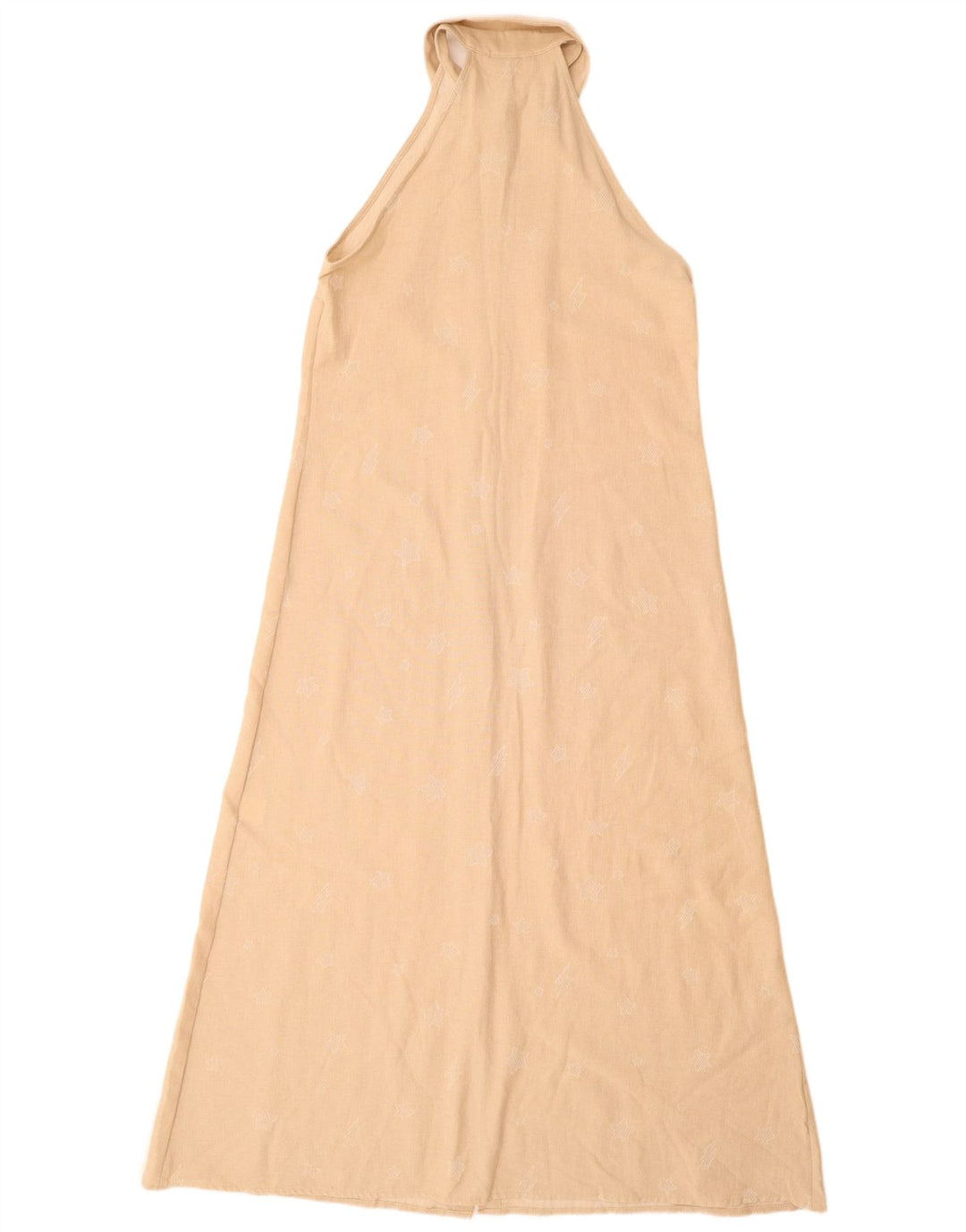 KIKISIX Vestido largo sin mangas con estampado abstracto para mujer, talla 44, color beige medio