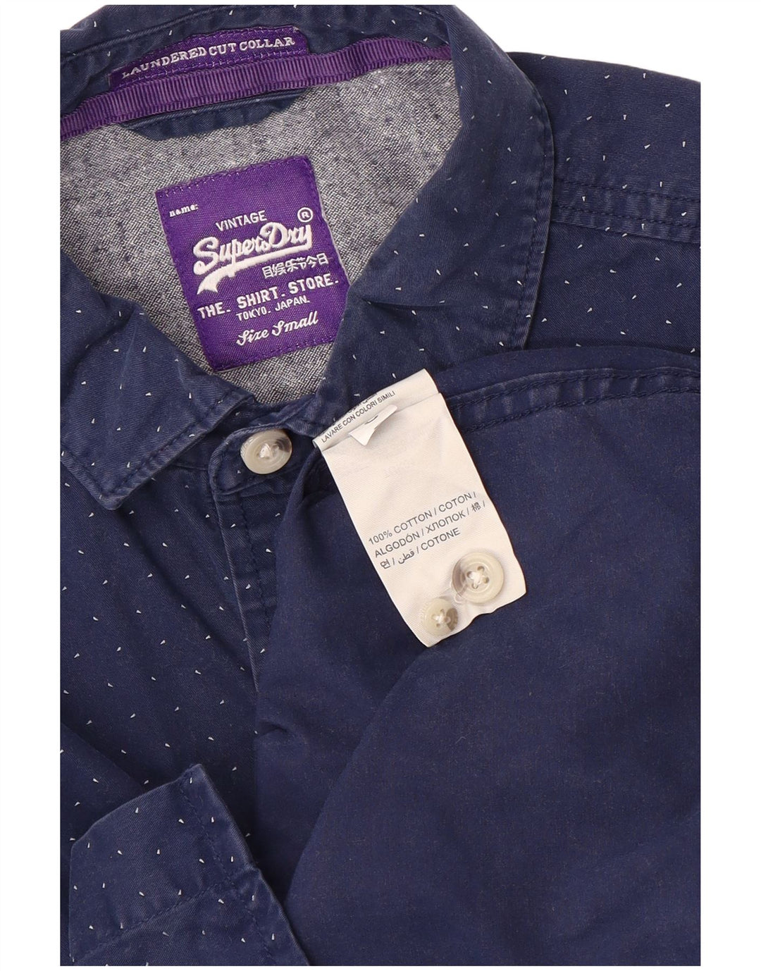 Camisa Superdry Para Hombre De Algodón Con Manchas Azul Marino Pequeña