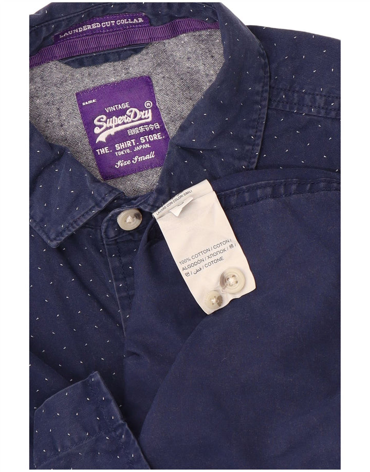 Camisa Superdry Para Hombre De Algodón Con Manchas Azul Marino Pequeña