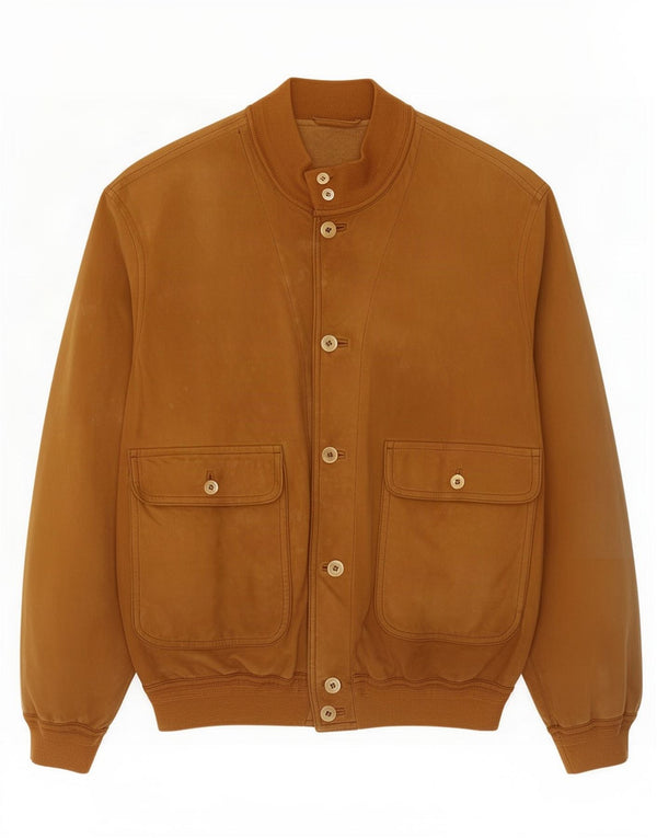Enrico Mandelli Chaqueta bomber de ante para hombre UK 42 XL Marrón